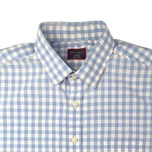 UNTUCKit Mens Large Tall Regular Gingham Cotton Button Down Shirt Light Blue